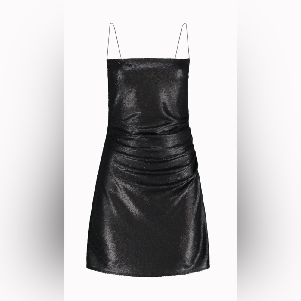 NWT Gauge 81 ALMORA Black sequin mini dress with ruching